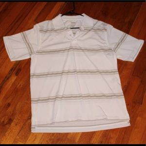 White and Tan Izod Cool Fx Golf Shirt